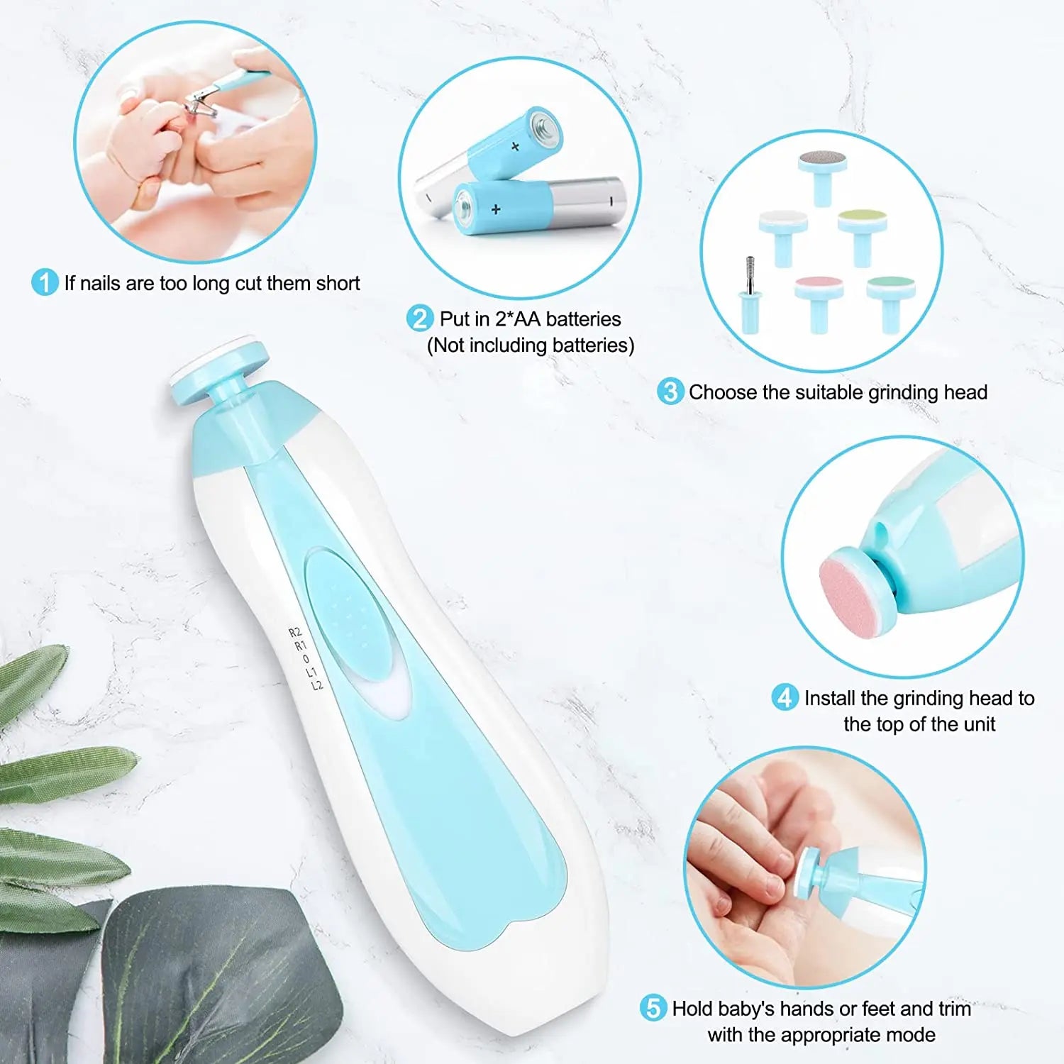 Dr. Isla Electric Baby Nail Clipper with LED Light & 4-Speed Adjustment