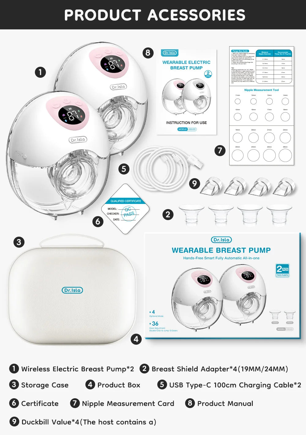 Dr.Isla Hands-Free Wearable Electric Breast Pump