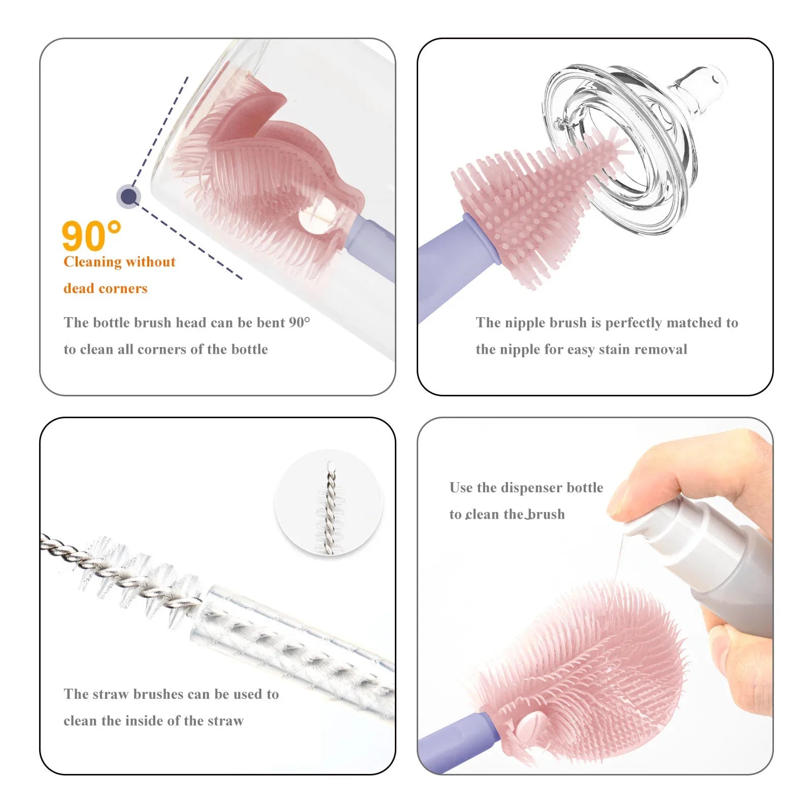 Portable Baby Bottle Cleaner Brush Set